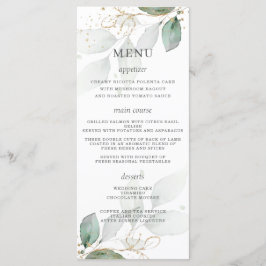 Rustic Greenery Gold Leaves Wedding Menu