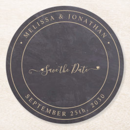 Rustic Greenery Gold Wedding Save the Date Ronde Kartonnen Onderzetter