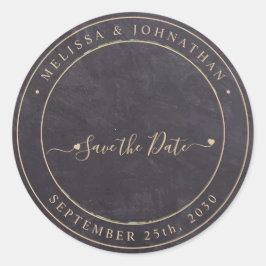 Rustic Greenery Gold Wedding Save the Date Ronde Sticker