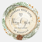 Rustic Greenery Handmade with Love Ronde Sticker (Voorkant)