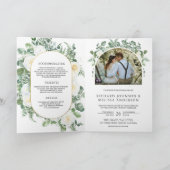 Rustic Greenery Ivory Floral Photo QR Code Wedding (Binnen)