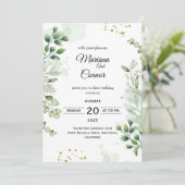 Rustic Greenery Kraft Huwelijksuitnodiging Kaart (Staand voorkant)