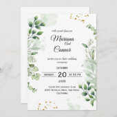 Rustic Greenery Kraft Huwelijksuitnodiging Kaart (Voorkant / Achterkant)