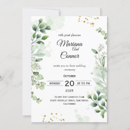 Rustic Greenery Kraft Huwelijksuitnodiging Kaart