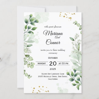 Rustic Greenery Kraft Huwelijksuitnodiging Kaart
