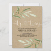 Rustic greenery kraft tweet sekseneutraal kaart (Voorkant)