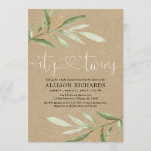 Rustic greenery kraft tweet sekseneutraal kaart