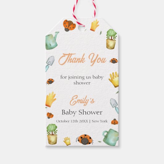 Rustic Greenery Ladybug Garden Baby shower Cadeaulabel (Voorkant)