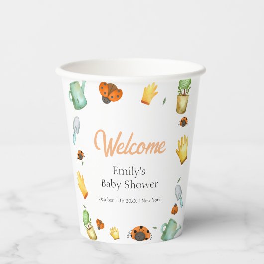Rustic Greenery Ladybug Garden Baby shower Papieren Bekers (Voorkant)