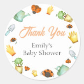 Rustic Greenery Ladybug Garden Baby shower Ronde Sticker (Voorkant)