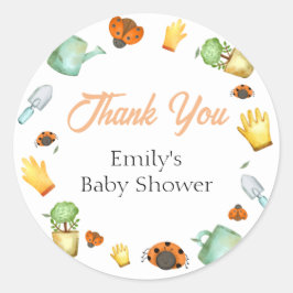 Rustic Greenery Ladybug Garden Baby shower Ronde Sticker