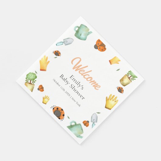 Rustic Greenery Ladybug Garden Baby shower Servet (Hoek)