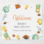 Rustic Greenery Ladybug Garden Baby shower Sparkling Wijnetiket (Enkel label)