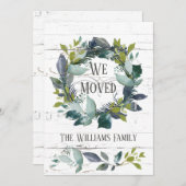 Rustic Greenery Laurel Wreath Family Moving Aankondiging (Voorkant / Achterkant)