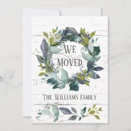 Rustic Greenery Laurel Wreath Family Moving Aankondiging