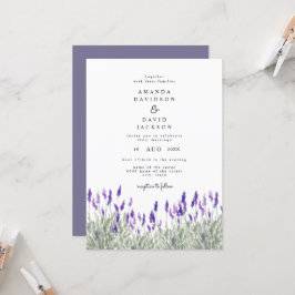 Rustic Greenery Lavender Lila Garden Wedding Kaart