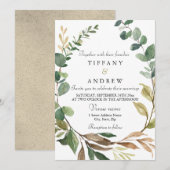 Rustic Greenery Leaf Wreath Modern Wedding Kaart (Voorkant / Achterkant)