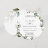 Rustic Greenery Leafy Foliage Wreath Gold Wedding Kaart (Voorkant / Achterkant)