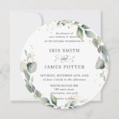 Rustic Greenery Leafy Foliage Wreath Gold Wedding Kaart (Voorkant)