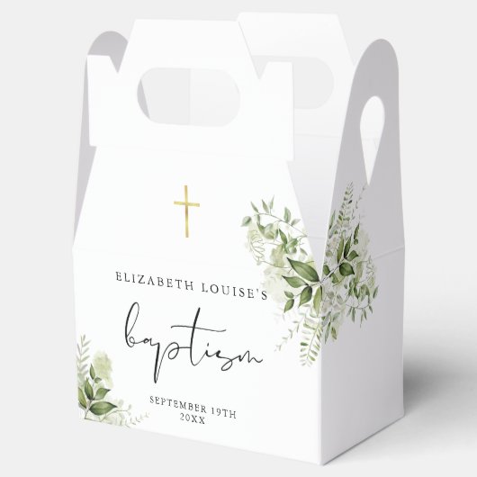 Rustic Greenery Leaves Elegant Baptisme Bedankdoosjes (Geopend)