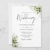 Rustic Greenery Leaves Elegant Monogram Wedding Kaart (Voorkant)