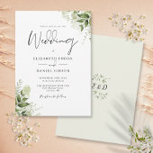 Rustic Greenery Leaves Elegant Monogram Wedding Kaart