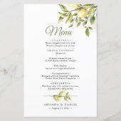 Rustic Greenery Lemons Wedding Menu (Voorkant)