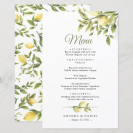 Rustic Greenery Lemons Wedding Menu