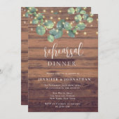 Rustic Greenery Lights Rehearsal Dinner Invitation Kaart (Voorkant / Achterkant)