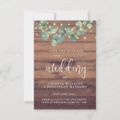 Rustic Greenery Lights Wedding Save the Date Kaart Notitiekaartje (Voorkant)