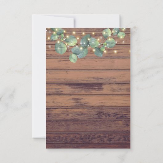 Rustic Greenery Lights Wedding Save the Date Kaart Notitiekaartje (Achterkant)