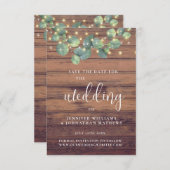 Rustic Greenery Lights Wedding Save the Date Kaart Notitiekaartje (Voorkant / Achterkant)