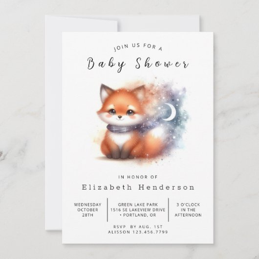 Rustic Greenery Look Fox Baby shower Kaart (Voorkant)