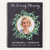 Rustic Greenery Memorial Photo Funeral Guestbook Notitieboek (Voorkant)