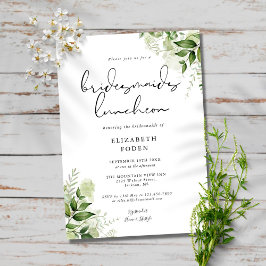 Rustic Greenery Monogram Bridesmaids Luncheon Invi Kaart