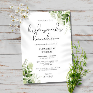 Rustic Greenery Monogram Bridesmaids Luncheon Invi Kaart