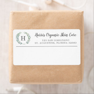 Rustic Greenery Monogram Business Shipping Etiket