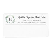Rustic Greenery Monogram Business Shipping Etiket (Voorkant)