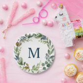 Rustic Greenery Monogram Vrijgezellenfeest Papier  Papieren Bordje (Feest)