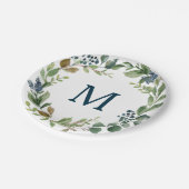 Rustic Greenery Monogram Vrijgezellenfeest Papier  Papieren Bordje (Gekanteld)