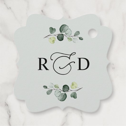 Rustic Greenery Monogram Weddenschap Bedankjes Labels (Achterkant)