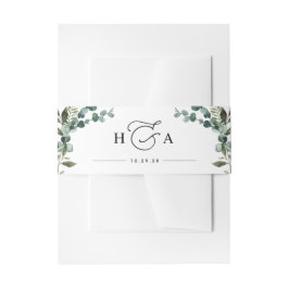 Rustic Greenery Monogram Wedding Uitnodigingen Wikkel