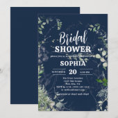 Rustic Greenery Navy blauw Vrijgezellenfeest Kaart (Voorkant / Achterkant)