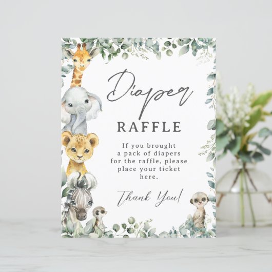 Rustic Greenery Oerwoud Animals Baby Luier Raffle (Staand voorkant)
