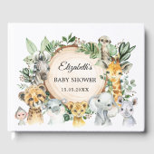 Rustic Greenery Oerwoud Safari Animals Baby shower Gastenboek (Voorkant)