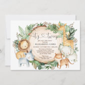 Rustic Greenery Oerwoud Safari Twins Baby shower Kaart (Voorkant)