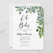Rustic Greenery oh baby baby shower uitnodiging (Voorkant)
