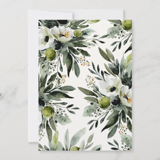 Rustic Greenery Olive Waterverf Vrijgezellenfeest Kaart (Achterkant)