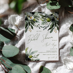 Rustic Greenery Olive Waterverf Vrijgezellenfeest Kaart