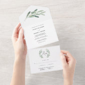 Rustic Greenery Olive Wedding All In One Uitnodiging (Afscheurbaar)